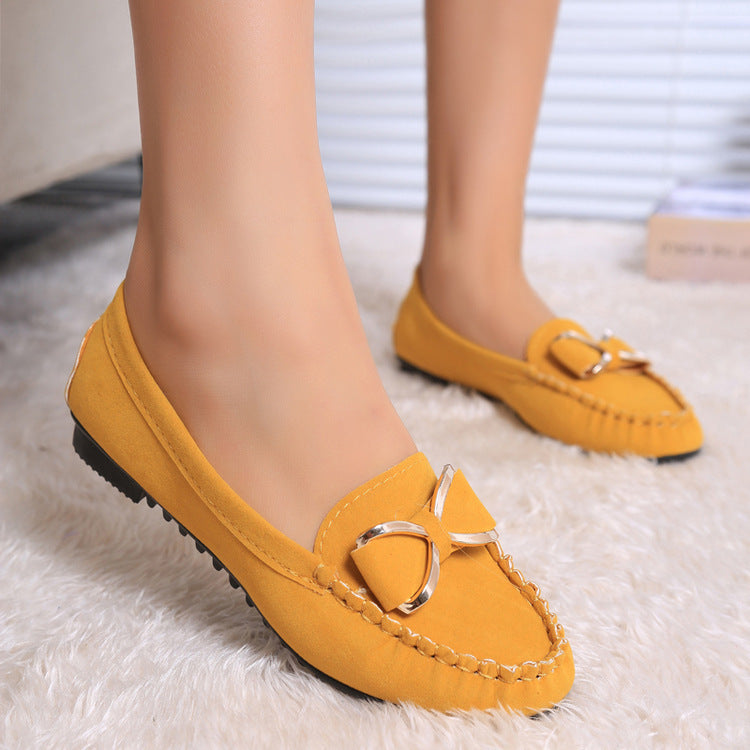 Damen Mokassin-Slipper in Veloursleder-Optik mit Zierknoten und rutschfester Profilsohle Shop Nory
