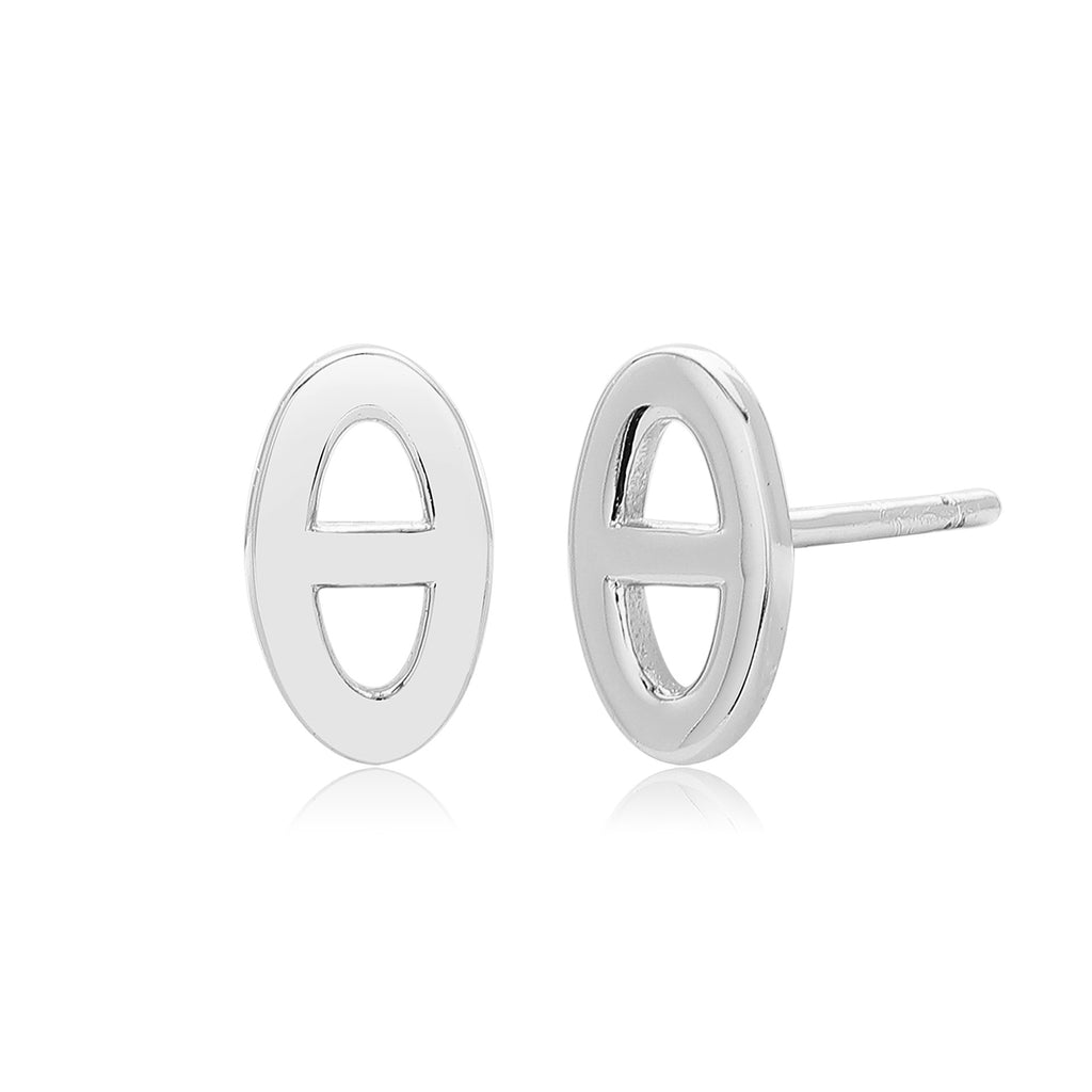 Damen Ohrstecker mit modernem ovalem Design aus 925 Sterling Silber Shop Nory