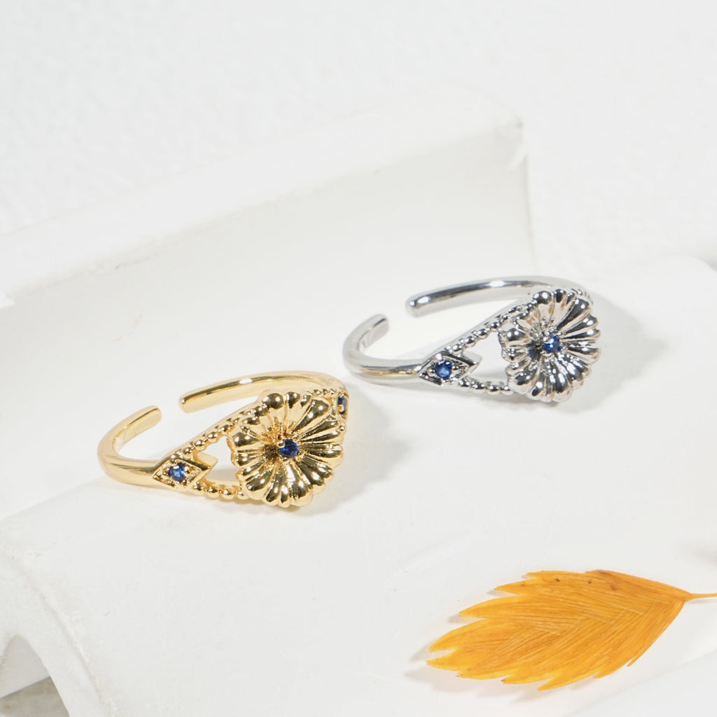 Damenring mit floralem Design und funkelndem Strass Shop Nory