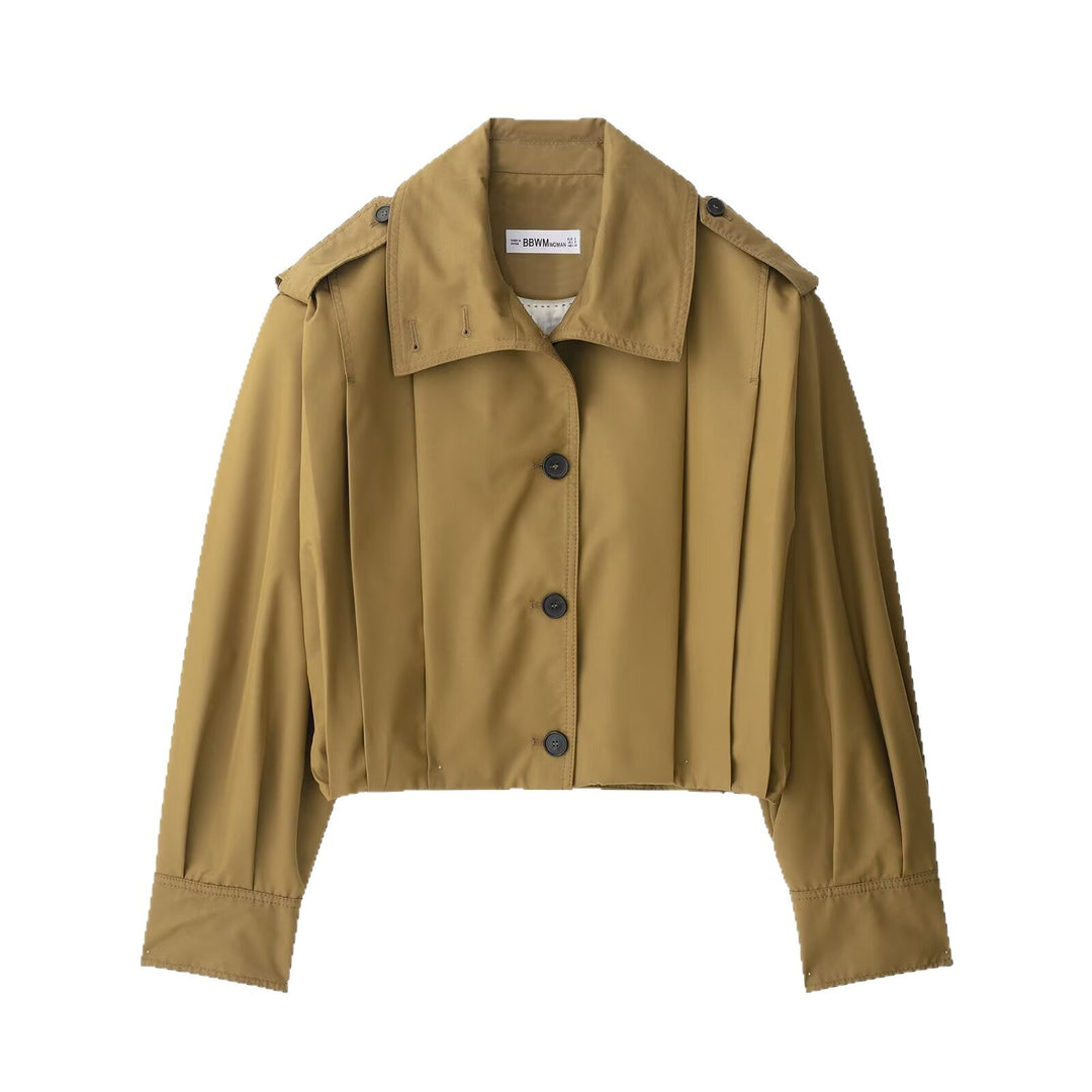 Damen Kurzgeschnittene Trenchjacke im Boxy-Schnitt mit breitem Revers und Epauletten Shop Nory