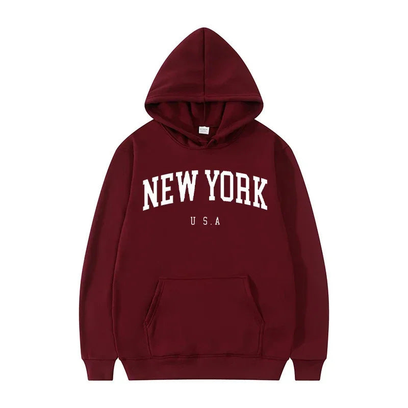 Damen Kapuzenpullover mit modischem New York Print und bequemer Passform