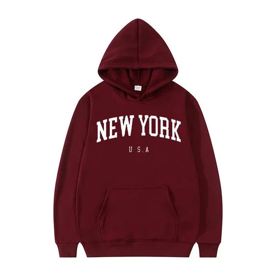 Damen Kapuzenpullover mit modischem New York Print und bequemer Passform