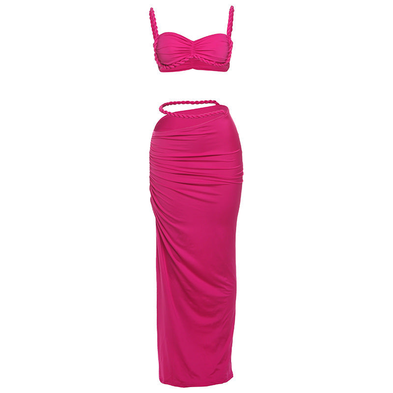 Damen Oberteil und Maxi Rock Set