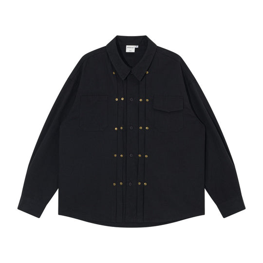 Herren Oversize-Hemdjacke im Workwear-Stil mit Ziersteppungen und Metallnieten Shop Nory