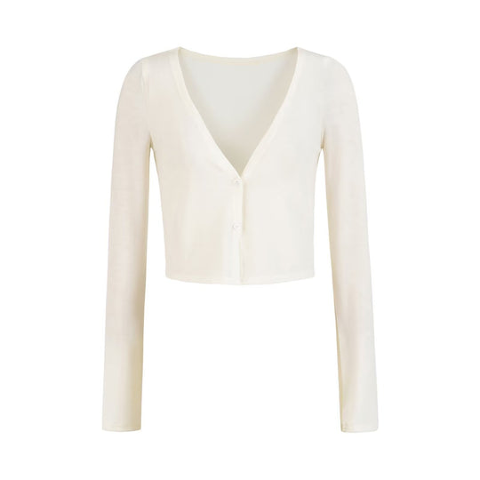 Damen Kurzer Feinstrick-Cardigan mit tiefem V-Ausschnitt und knöpfbarer Front Shop Nory