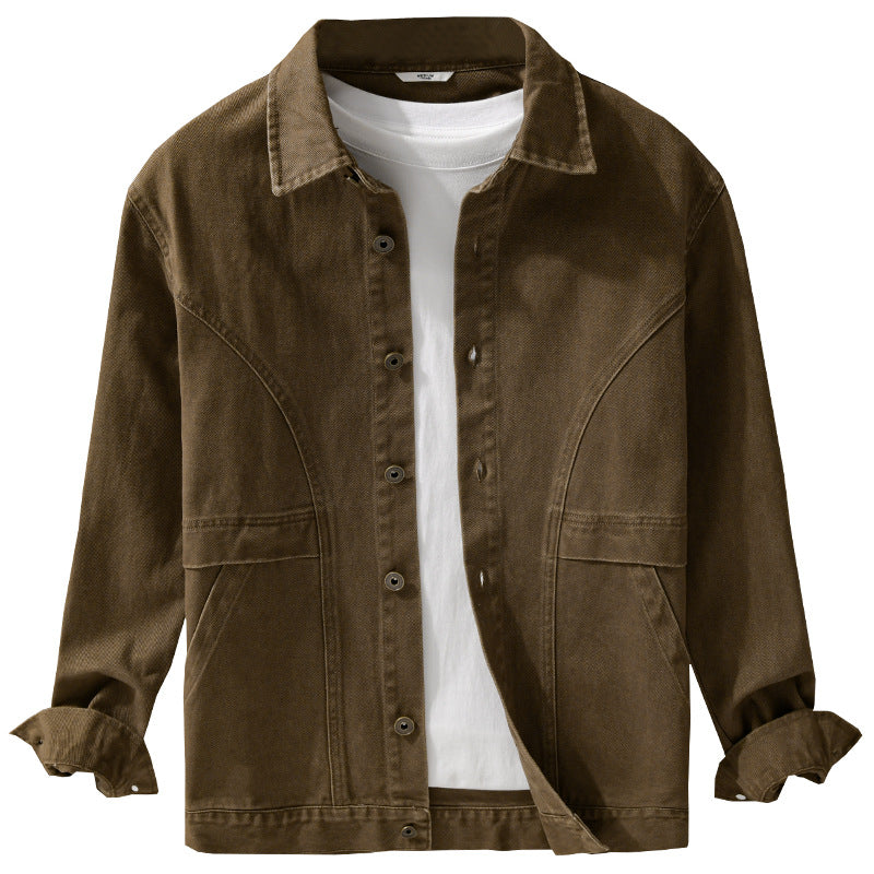 Herren robuste Canvas-Workerjacke mit Fronttaschen und markanten Ziernähten Shop Nory