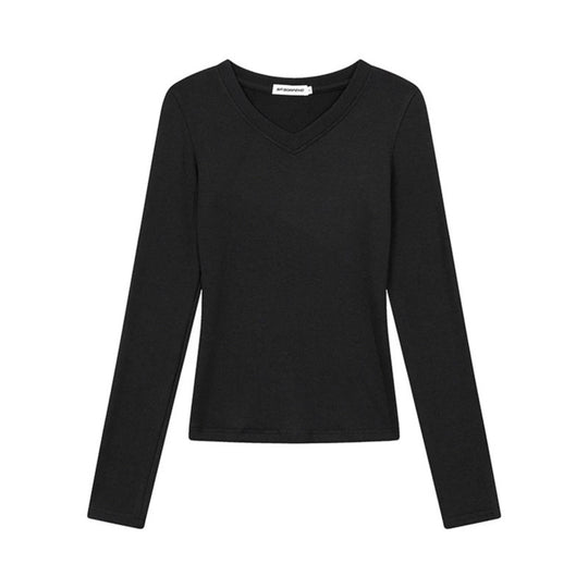 Damen Langarmshirt mit V-Ausschnitt und tailliertem Slim-Fit Shop Nory