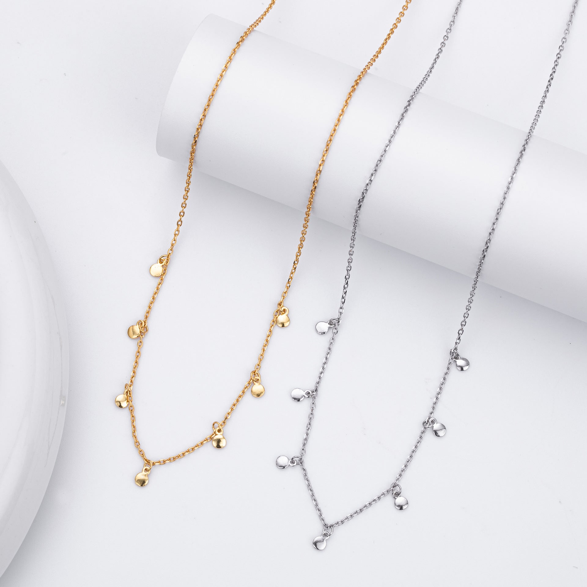 Damen Halskette mit zarten, hängenden Anhängern aus hochwertigem 925 Sterling Silber Shop Nory