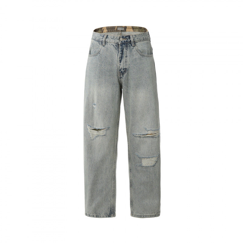 Herren Lässige Straight‑Leg Jeans mit Used‑Waschung und Destroyed-Details Shop Nory