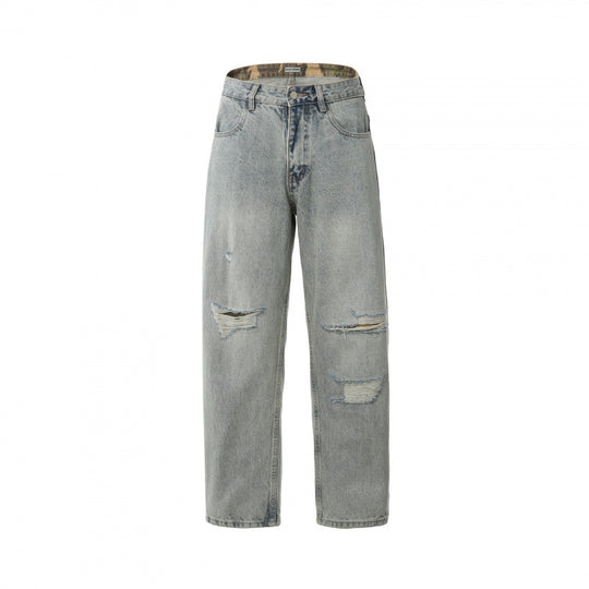 Herren Lässige Straight‑Leg Jeans mit Used‑Waschung und Destroyed-Details Shop Nory