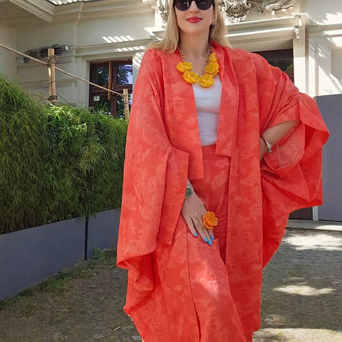 Damen Kaftan-Blazer-Set mit kimonoähnischen Ärmeln und weitem Palazzo-Hosen-Schnitt Shop Nory