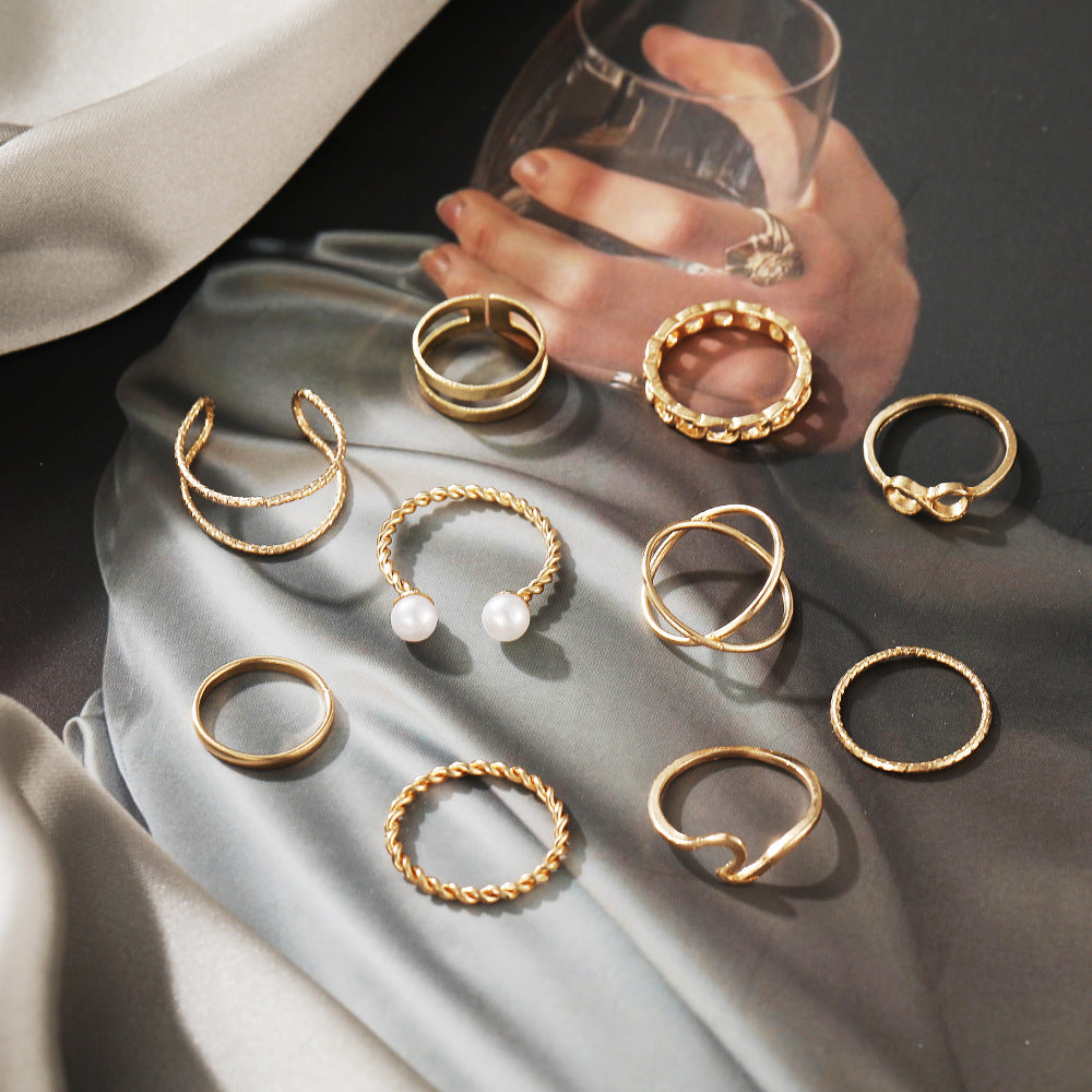 Damen minimalistisches Ring-Set aus hochwertigem Metall Shop Nory
