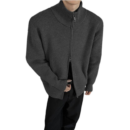 Unisex Grobstrick-Zipjacke mit Stehkragen und Zwei-Wege-Reißverschluss Shop Nory