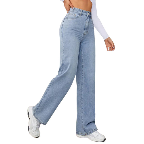 Damen High-Waist Weite-Jeans mit geradem Bein Shop Nory