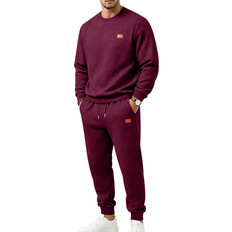 Herren Gemustertes Komfort-Sweatset mit Rundhals-Sweatshirt und Kordel-Jogginghose Shop Nory