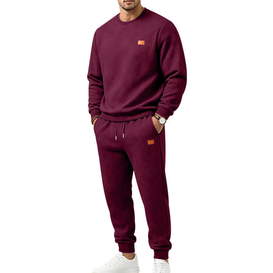 Herren Gemustertes Komfort-Sweatset mit Rundhals-Sweatshirt und Kordel-Jogginghose Shop Nory