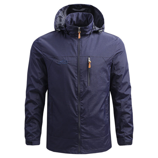 Herren Leichte atmungsaktive Outdoorjacke mit Kapuze, Brust-Reißverschluss und windabweisender Shell Shop Nory