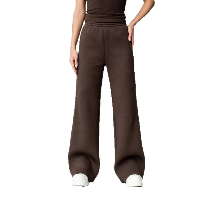 Damen nan fließende Palazzo-Loungehose mit extra weitem Bein elastischem Komfortbund und dezenten Eingrifftaschen Shop Nory