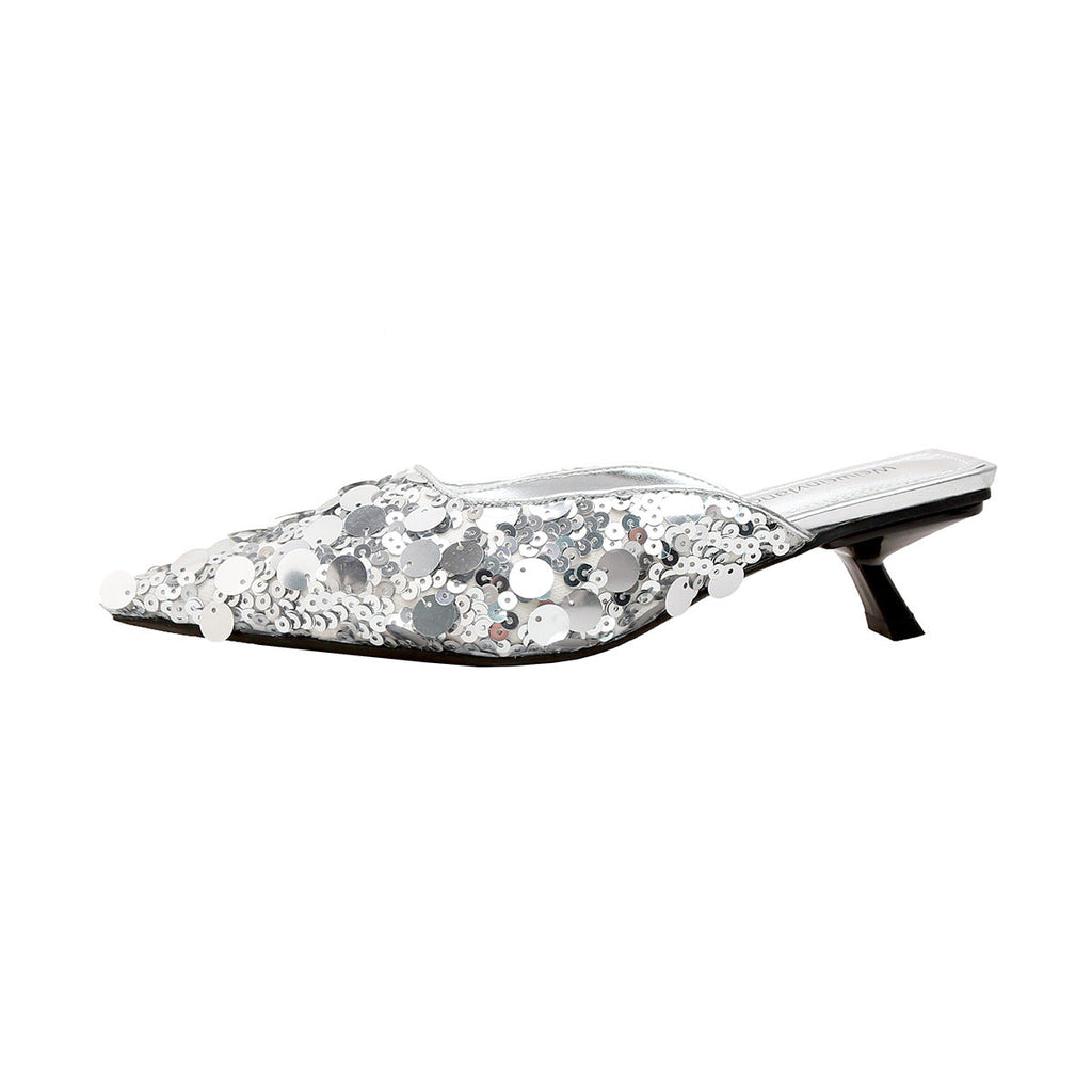Damen glamouröse Pantolette mit glitzernden Pailletten Shopnory