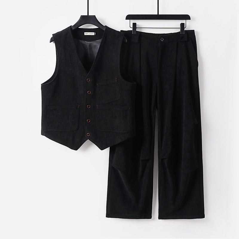 Herren Zweiteiliges Weste‑und Bundfaltenhose-Set im modernen Workwear-Stil Shop Nory