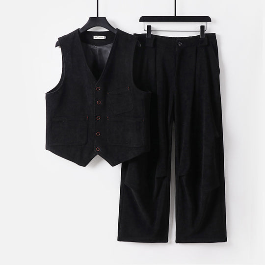 Herren Zweiteiliges Weste‑und Bundfaltenhose-Set im modernen Workwear-Stil Shop Nory
