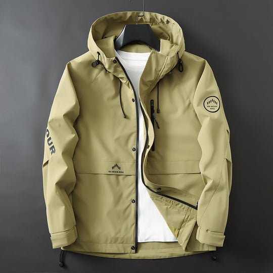 Herren Softshell-Parka mit Kapuze, winddichter und wasserabweisender Membran sowie Logo-Applikationen Shop Nory