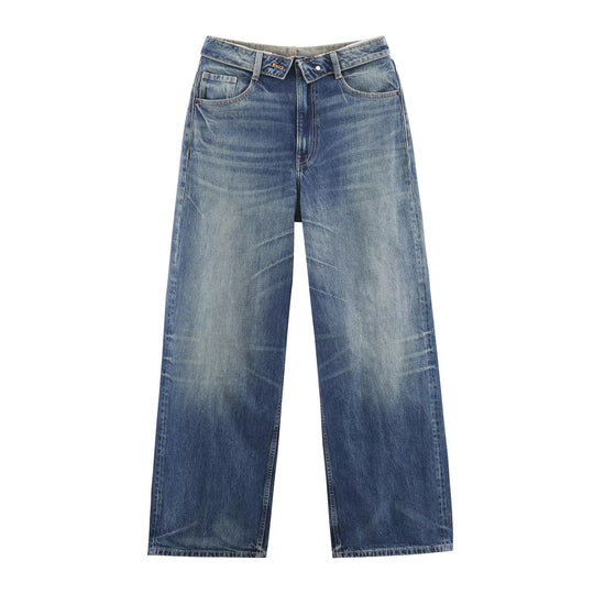 Damen Weite Destroyed-Jeans mit hoher Taille und geradem Bein Shop Nory