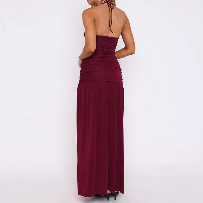 Damen Elegantes Maxikleid mit raffinierten Rüschendetails und hohem Schlitz
