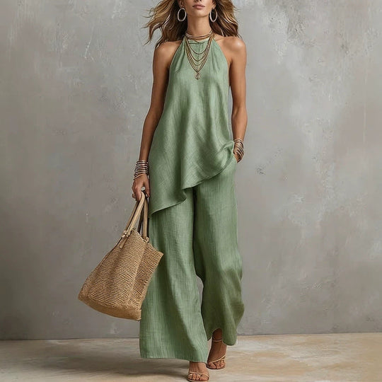 Damen luftiger Jumpsuit mit asymmetrischem Schnitt