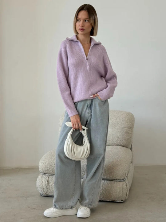 Damen Stylischer Strickpullover mit hohem Kragen Shop Nory