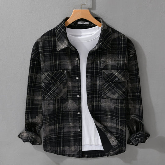 Herren Kariertes Overshirt aus flauschigem Flanell mit Brusttaschen Shop Nory