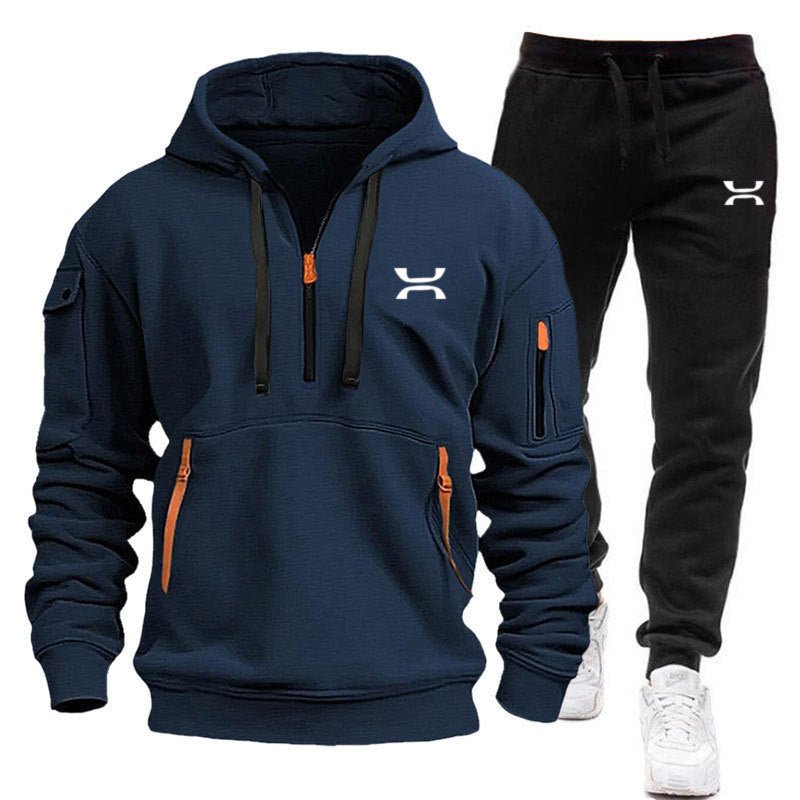 Herren Hoodie-Trainingsanzug mit Reißverschlusstaschen