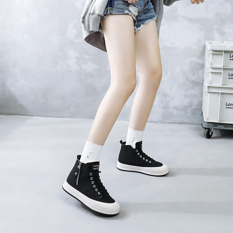Damen Hohe Sneakers mit kuscheligem Innenfutter und robustem Zipper Shopnory