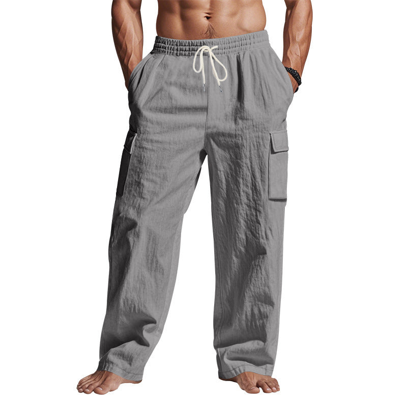Herren nan lockere Cargo-Freizeithose mit elastischem Tunnelzugbund und mehreren Taschen Shop Nory