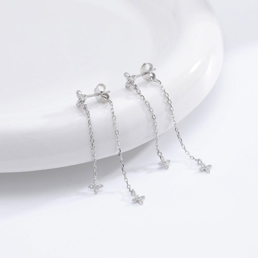 Damen Ohrhänger mit funkelnden Zirkon-Akzenten und elegantem Ketten-Design Shop Nory