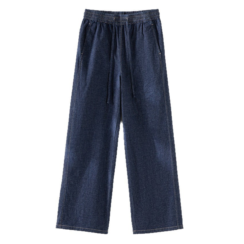 Damen Weite Jeanshose mit elastischem Bund und Tunnelzug Shop Nory