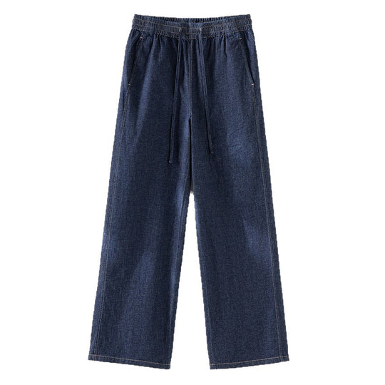 Damen Weite Jeanshose mit elastischem Bund und Tunnelzug Shop Nory