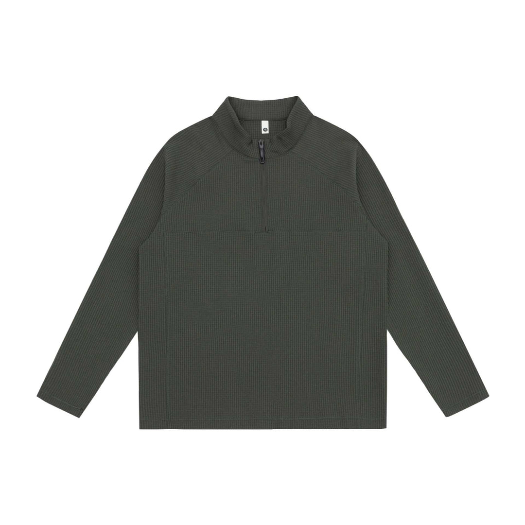 Unisex Waffelstrick-Halbzip-Pullover mit Troyerkragen und Raglanärmeln Shop Nory
