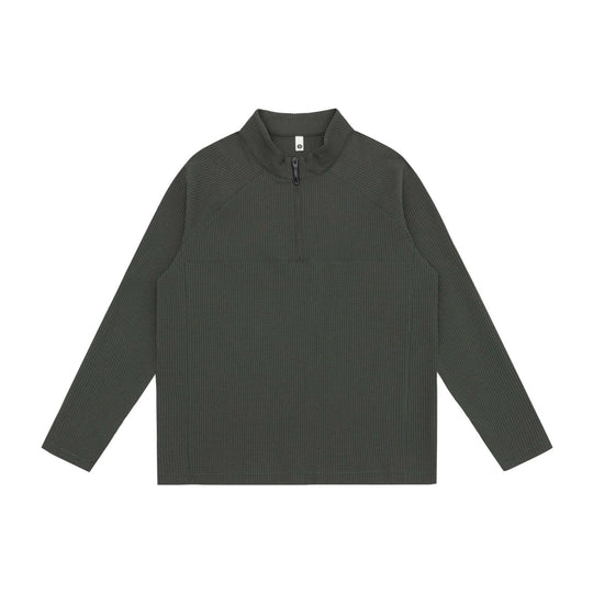 Unisex Waffelstrick-Halbzip-Pullover mit Troyerkragen und Raglanärmeln Shop Nory