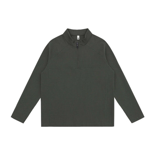 Unisex Waffelstrick-Halbzip-Pullover mit Troyerkragen und Raglanärmeln Shop Nory