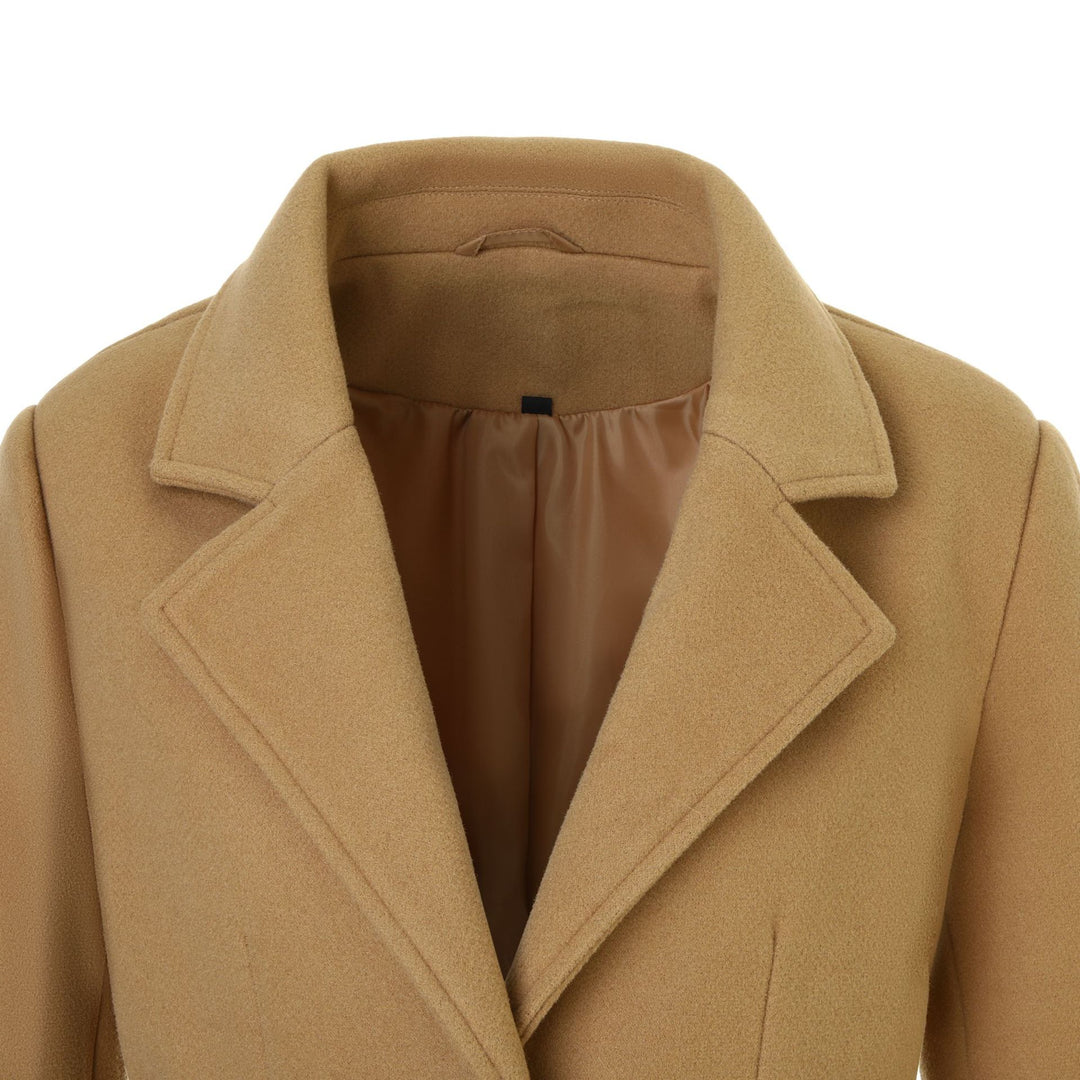 Damen Taillierter Kurzmantel mit Bindegürtel und Reverskragen Shop Nory