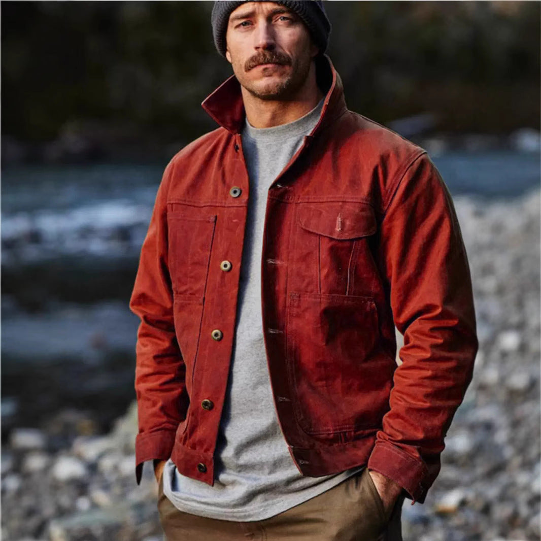 Herren leichte Utility-Jacke mit praktischen Taschen und stylischem Stehkragen
