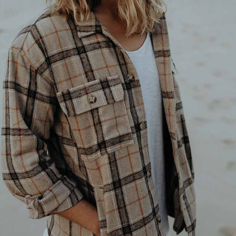 Herren Overshirt aus gShop Noryürstetem Flanell mit Karomuster und Pattentaschen Shop Nory