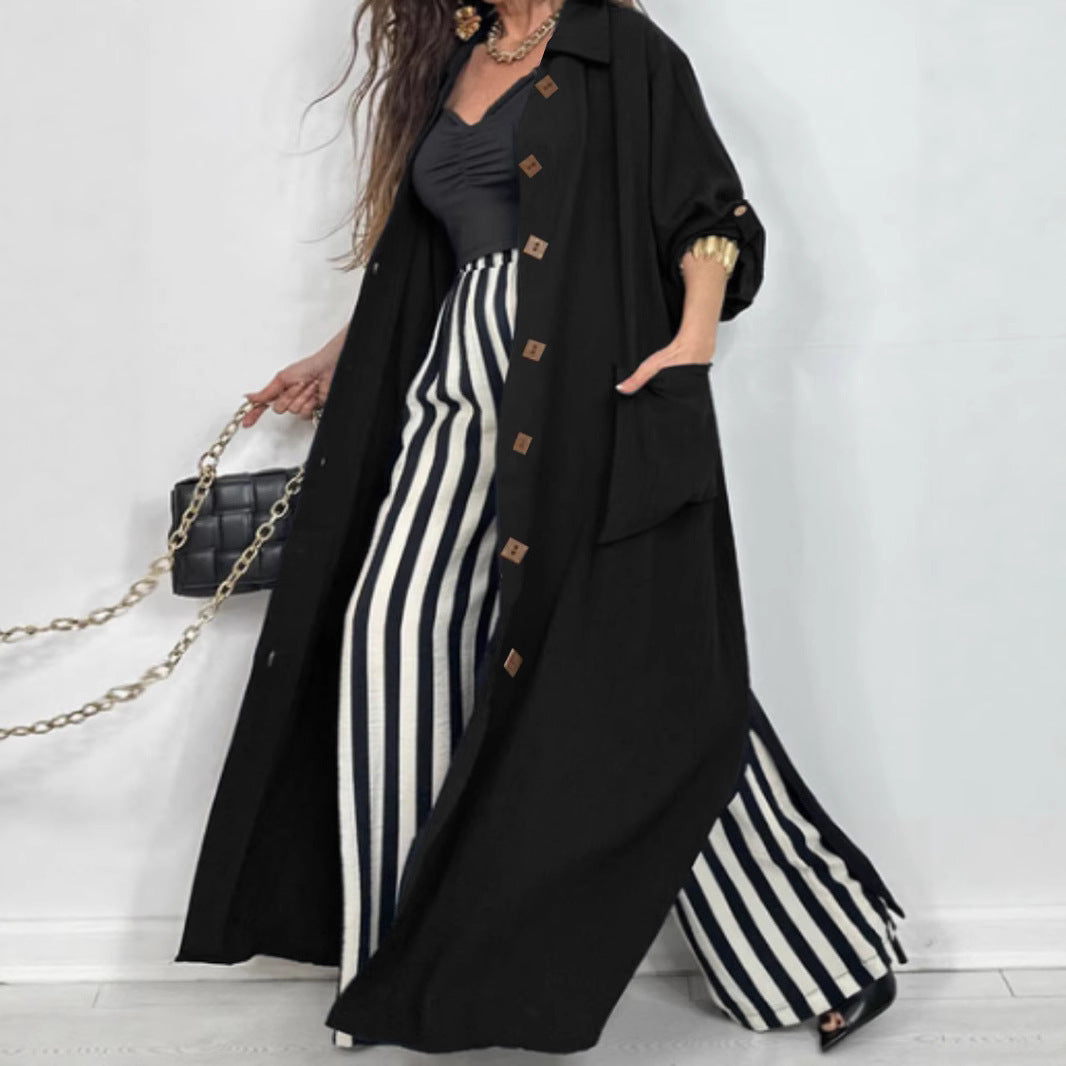 Damen Longline-Mantel mit Hemdkragen und Oversize-Silhouette Shop Nory
