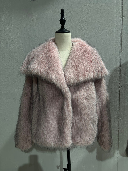 Damen Kurzbolero im Boxy-Cut aus veganem Shaggy-Kunstpelz mit XXL-Schalkragen Shop Nory