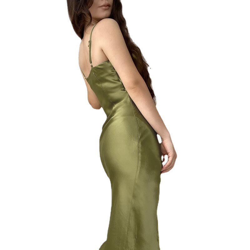 Damen elegante Abendrobe mit Drapierung und seitlichem Schlitz