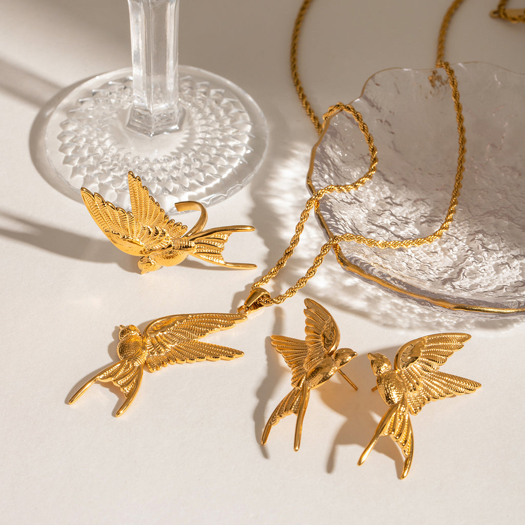 Damen Ohrhänger im eleganten Vogelmotiv aus hypoallergenem Edelstahl Shop Nory