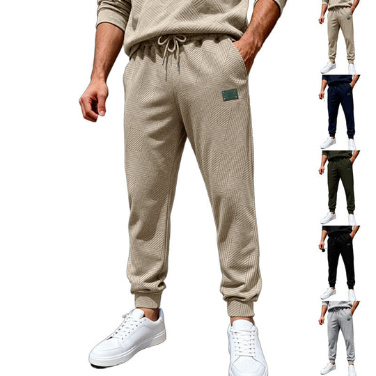 Herren Strukturierte Jogginghose mit geometrischer Waffelstruktur und elastischen Bündchen Shop Nory