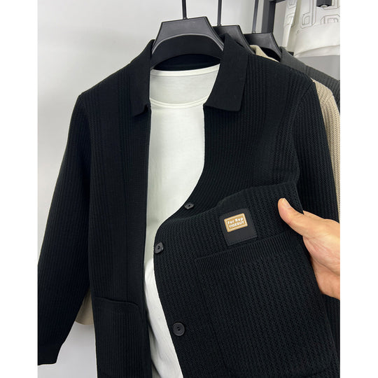 Herren Modische Strickjacke mit Lochmuster Shop Nory