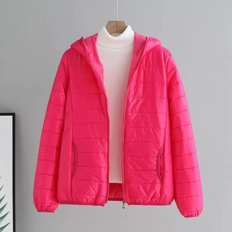 Damen gesteppte Übergangsjacke mit praktischen Taschen und Kapuze